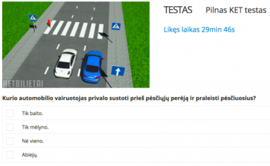 Pilnas KET testas pagal Regitra egzamina