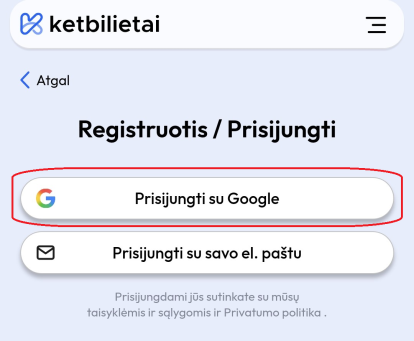 ketbilietai prisijungimo budai prisijungti su google