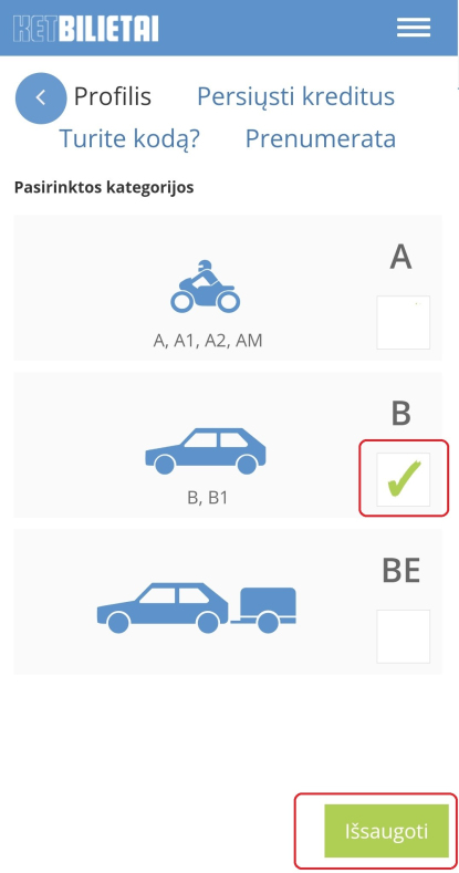 pasirinkti kategorija ir spresti ket testus nemokamai