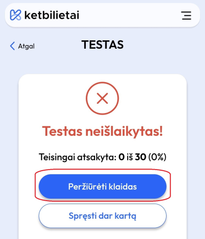 perziureti klaidas
