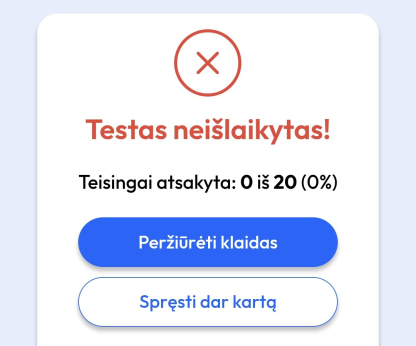 ketbilietai testas neislaikytas