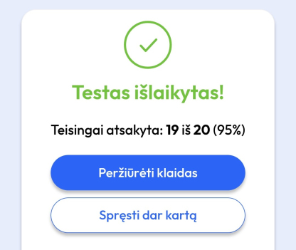 ketbilietai testas islaikytas