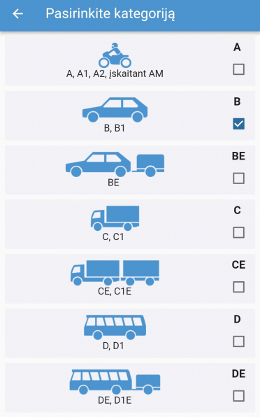 Regitros testai telefone kategorijos